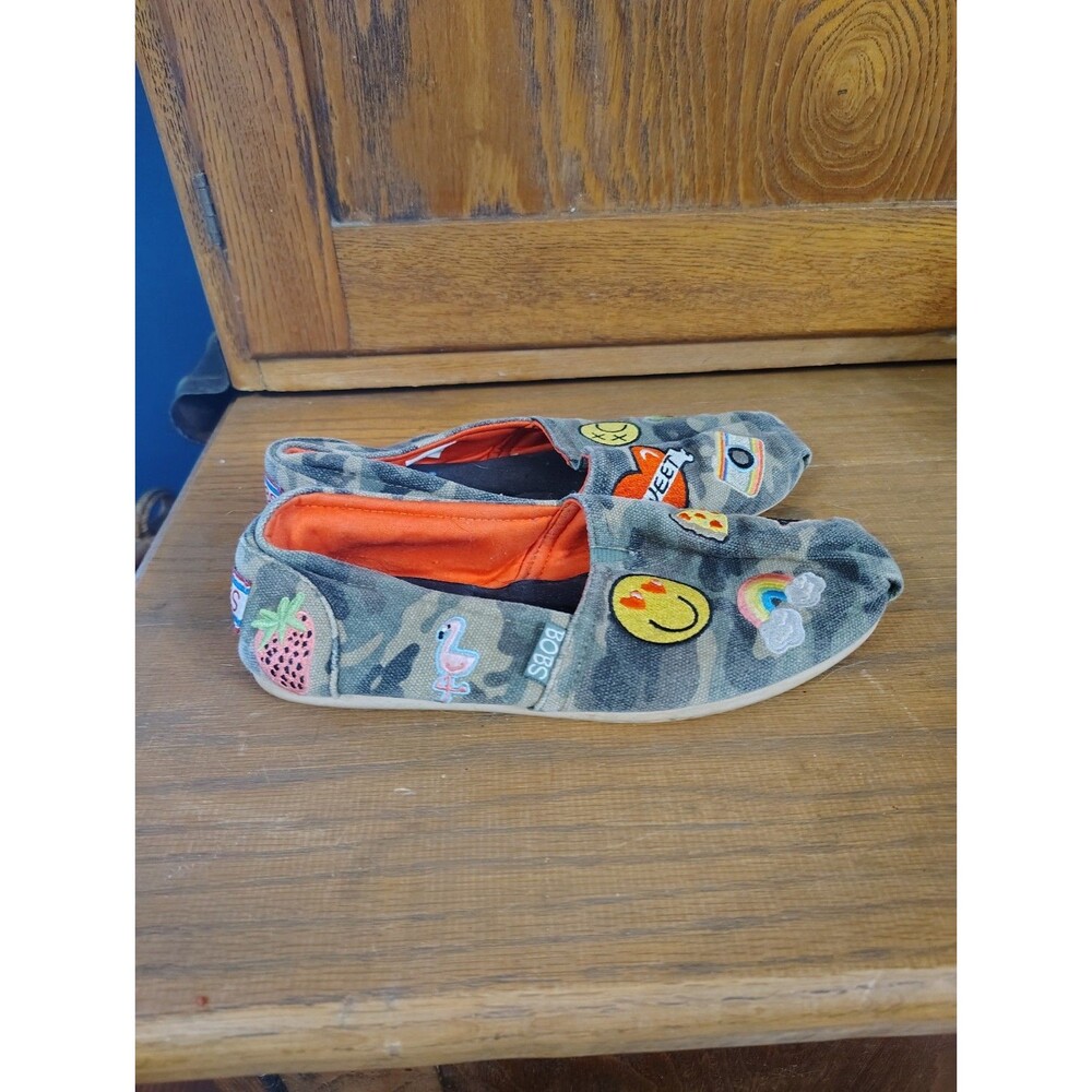 BOBS from Skechers Memory Foam Camo Canvas Slip-On Flats Women's US 6